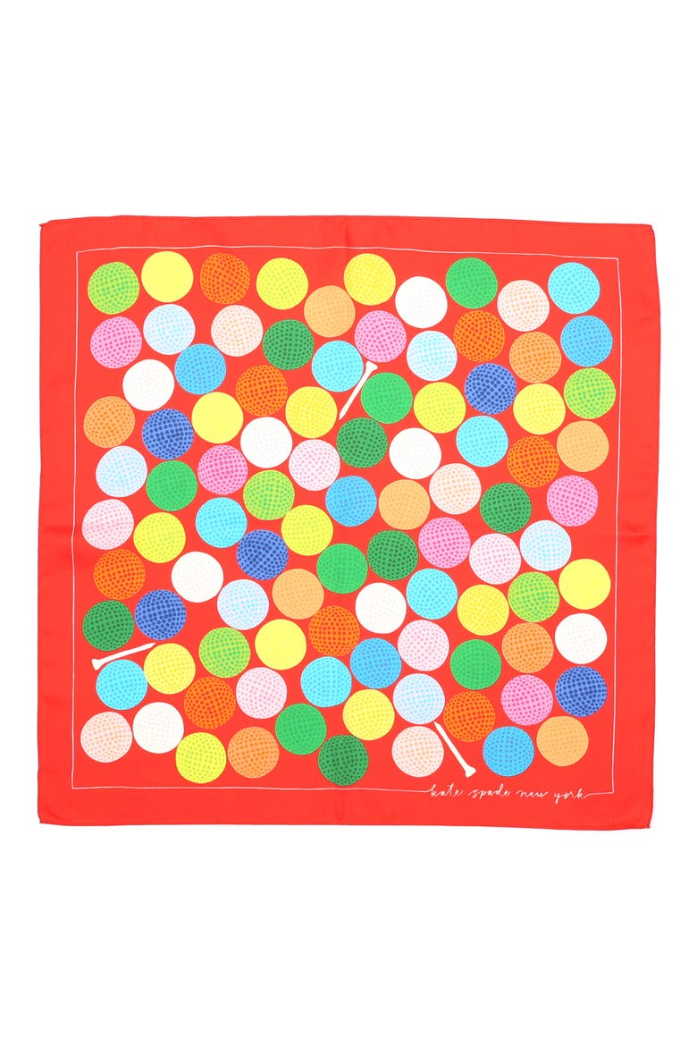 golf balls silk bandana, Main, color, RED MULTI