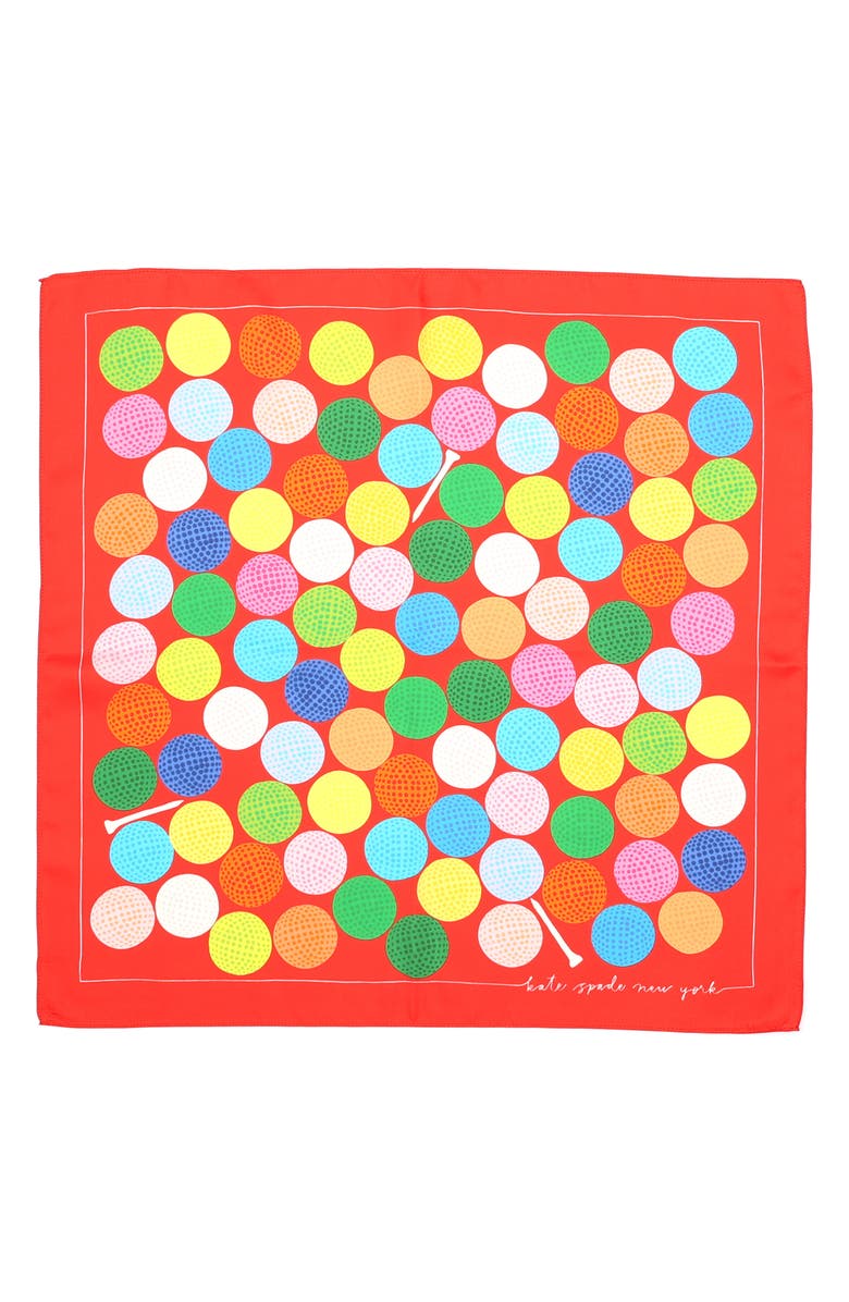 Kate Spade New York golf balls silk bandana, Main, color, 