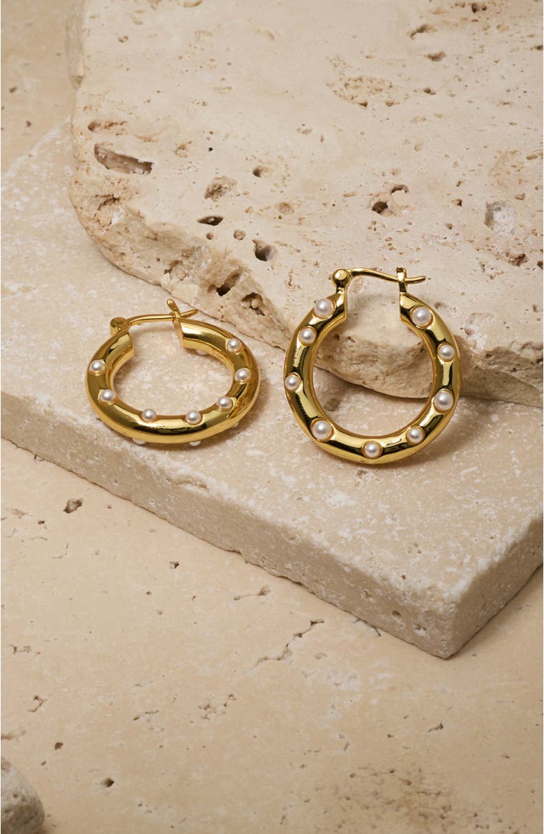 Untamed Petals Paris Pearl Hoops, Alternate, color, Gold