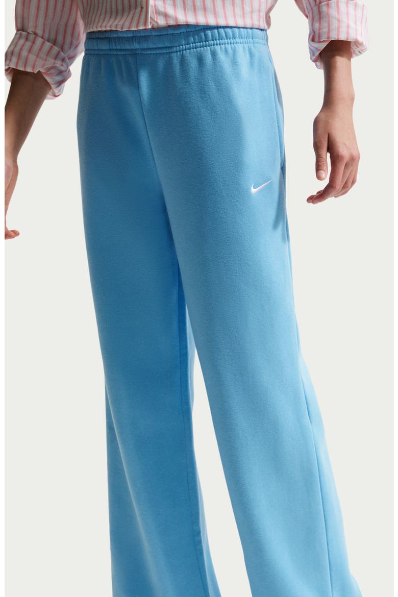 Kids' Sportswear Studio Fleece Open Hem Pants, Alternate, color, 497 FOOTBALL BLUE/WHITE
