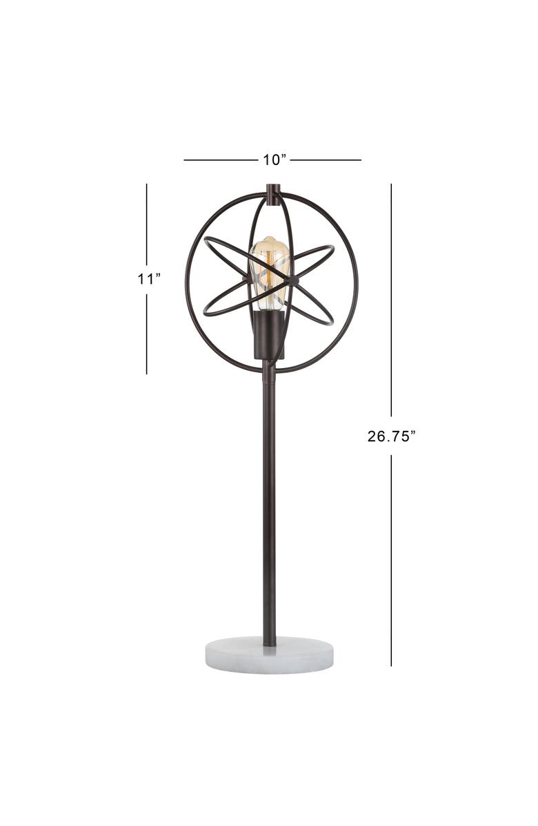 JONATHAN Y Atomic Edison Bulb Metal/Marble Modern LED Table Lamp, Alternate, color, Oil Rubbed Bronze/White