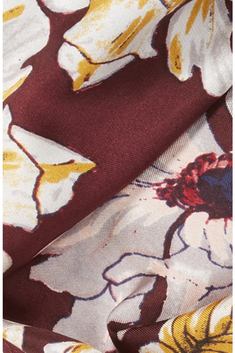 Floral Print Silk Kite Scarf, Alternate, color, BURGUNDY DARK FLORAL