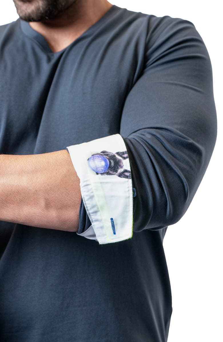 Maceoo Edison Neoncuff Blue V-Neck Long Sleeve T-Shirt, Alternate, color, Blue