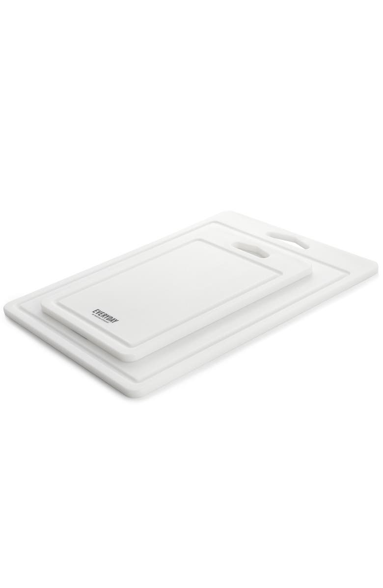 Martha Stewart Everyday Fayer 2 Piece Polypropylene 16in and 12in Cutting Board Set, Alternate, color, White