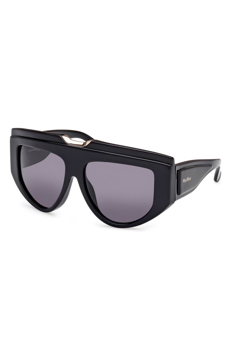 Max Mara 57mm Shield Sunglasses, Alternate, color, Shiny Black / Smoke