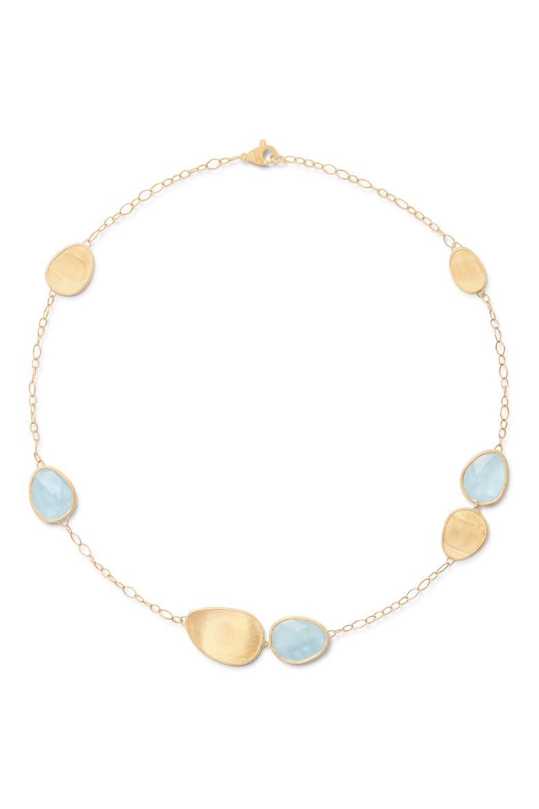 Aquamarine Station Necklace, Main, color, 18K YELLOW GOLD