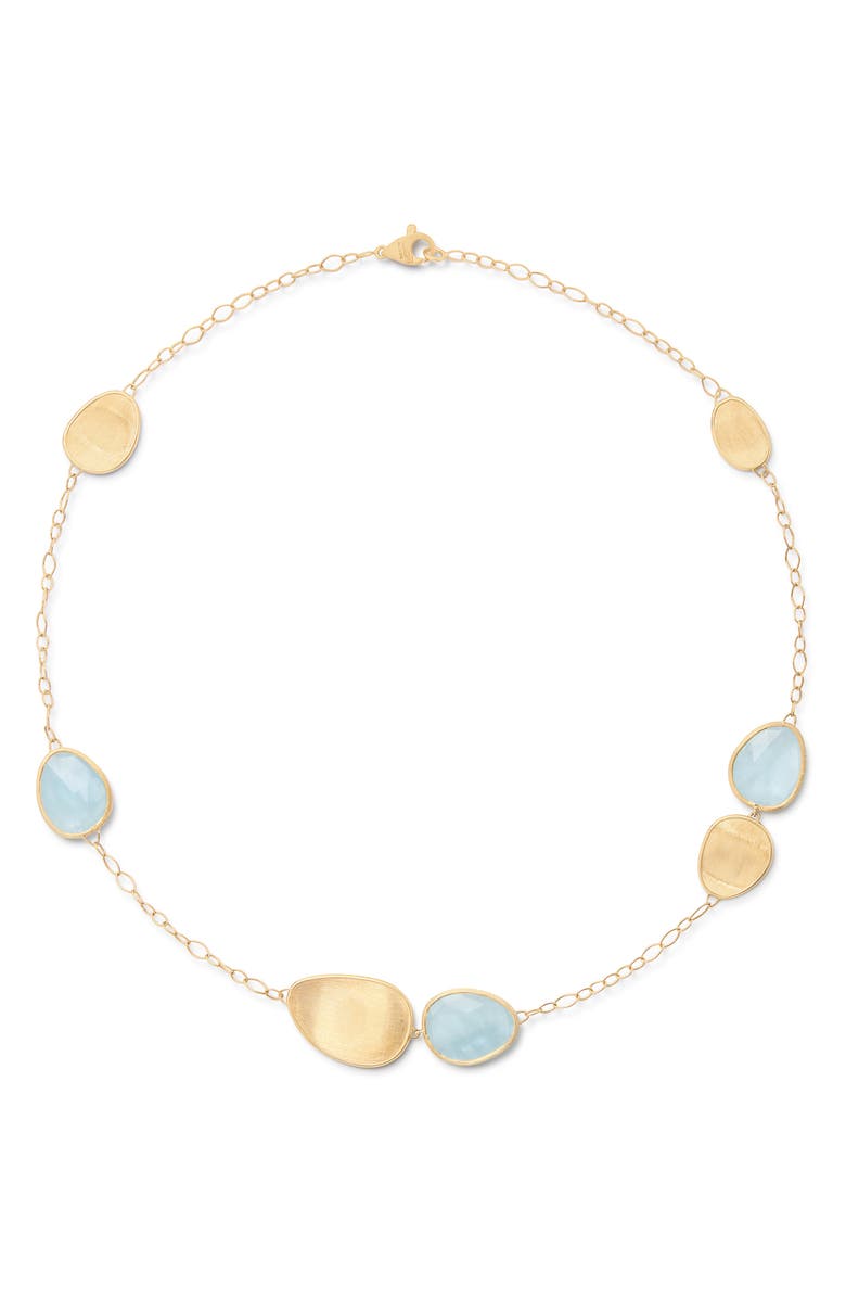 Marco Bicego Aquamarine Station Necklace, Main, color, 18K Yellow Gold