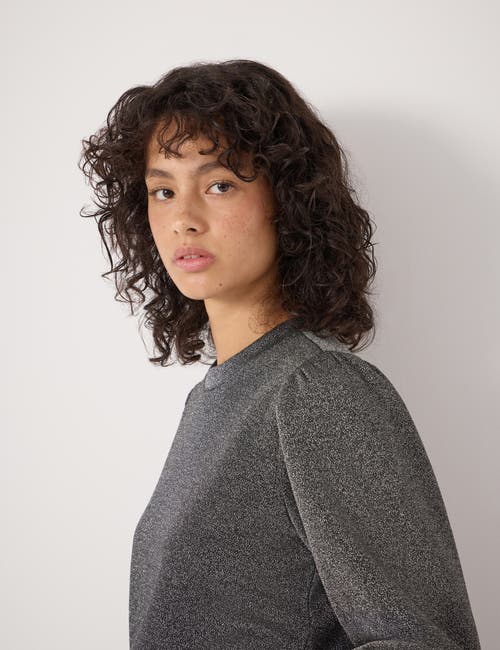 Hush Emily Sparkle Puff Sleeve Jersey Top In Gray
