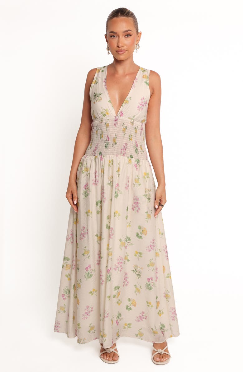 Petal & Pup Reverie Floral Smocked Maxi Dress, Alternate, color, Purple Ditsy Floral