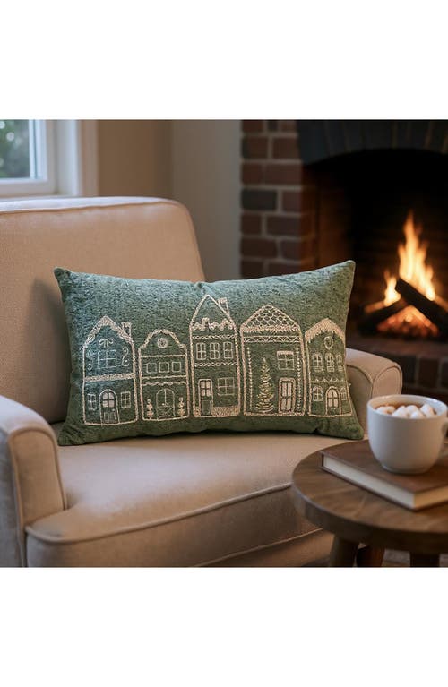 Studiochic Holiday Village Decorative Decorative Throw Pillow In Green