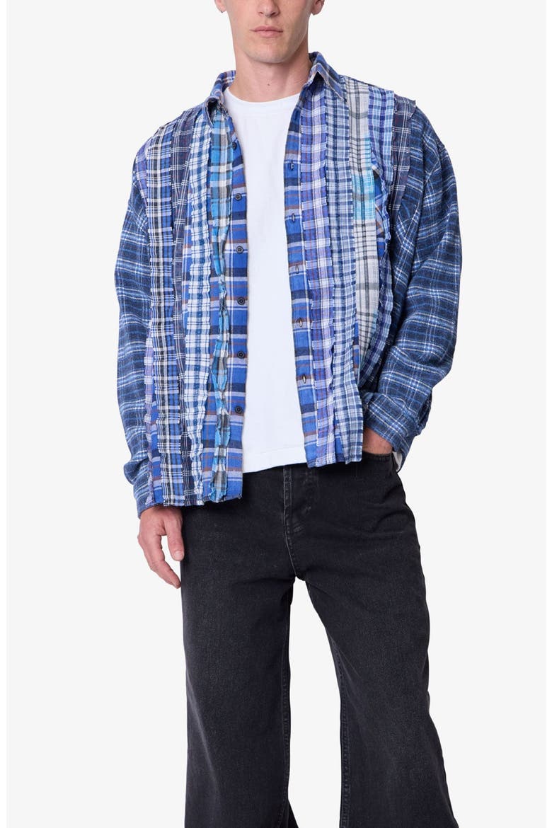 Patchwork Plaid Shirt, Alternate, color, BLUE/ MULTI