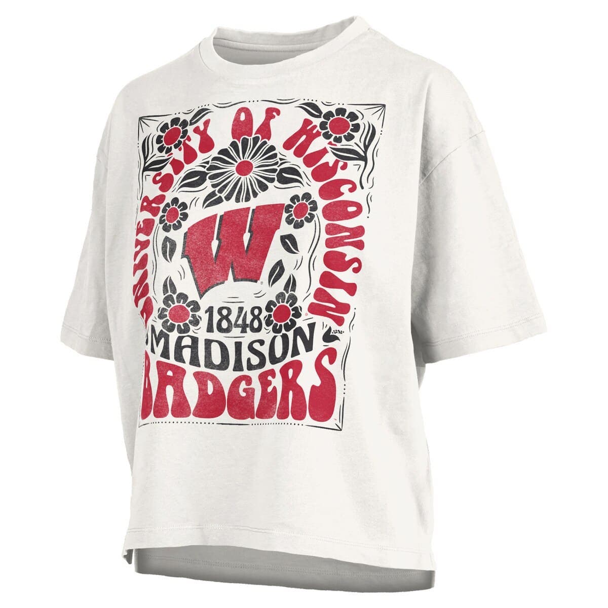 Women's Pressbox White Wisconsin Badgers Harmony Oversized Slub T-Shirt - image 2