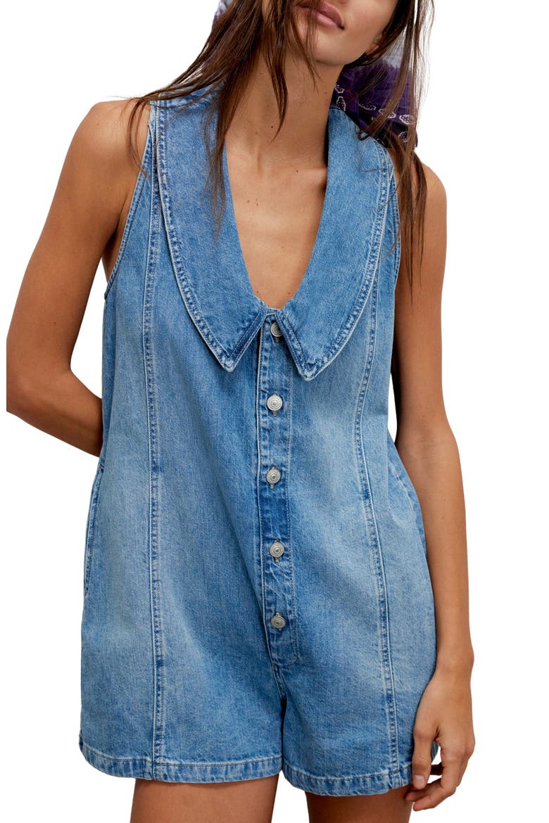 Dover Denim Romper, Main, color, CANDY