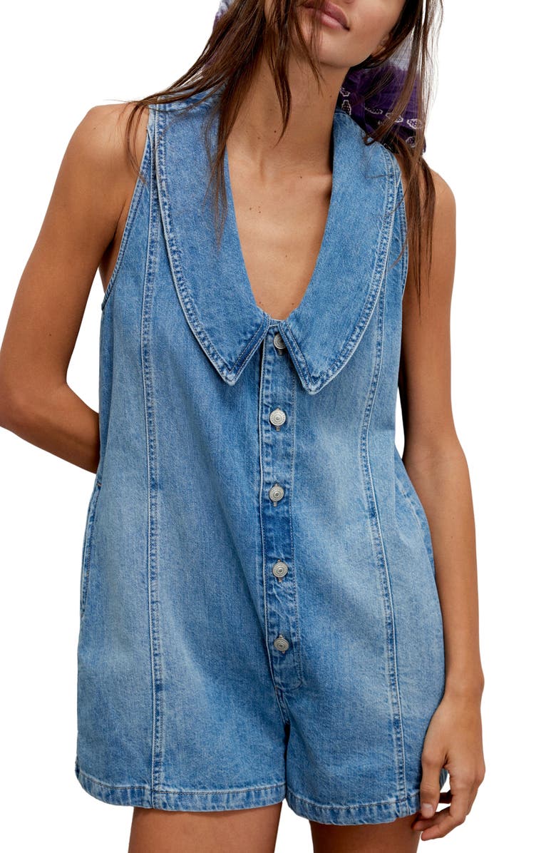 Free People Dover Denim Romper, Main, color, Blue