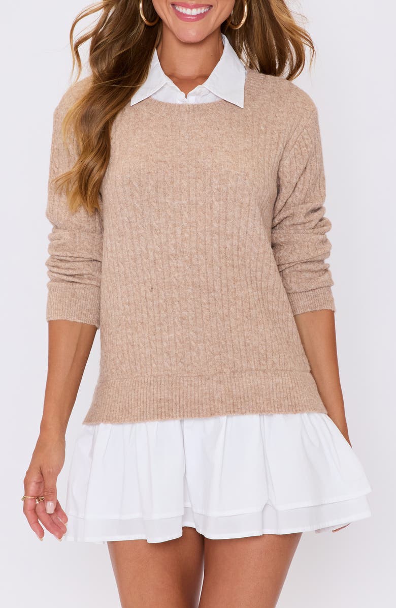 VICI Collection Modern Prep Layered Mixed Media Long Sleeve Minidress, Alternate, color,