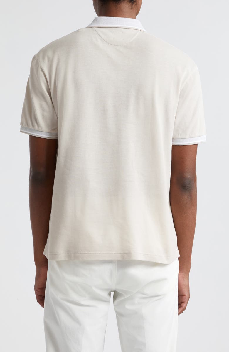 Eleventy Tipped Piqué Knit Polo, Alternate, color, Sand