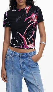 Desigual Floral Rib T-Shirt
