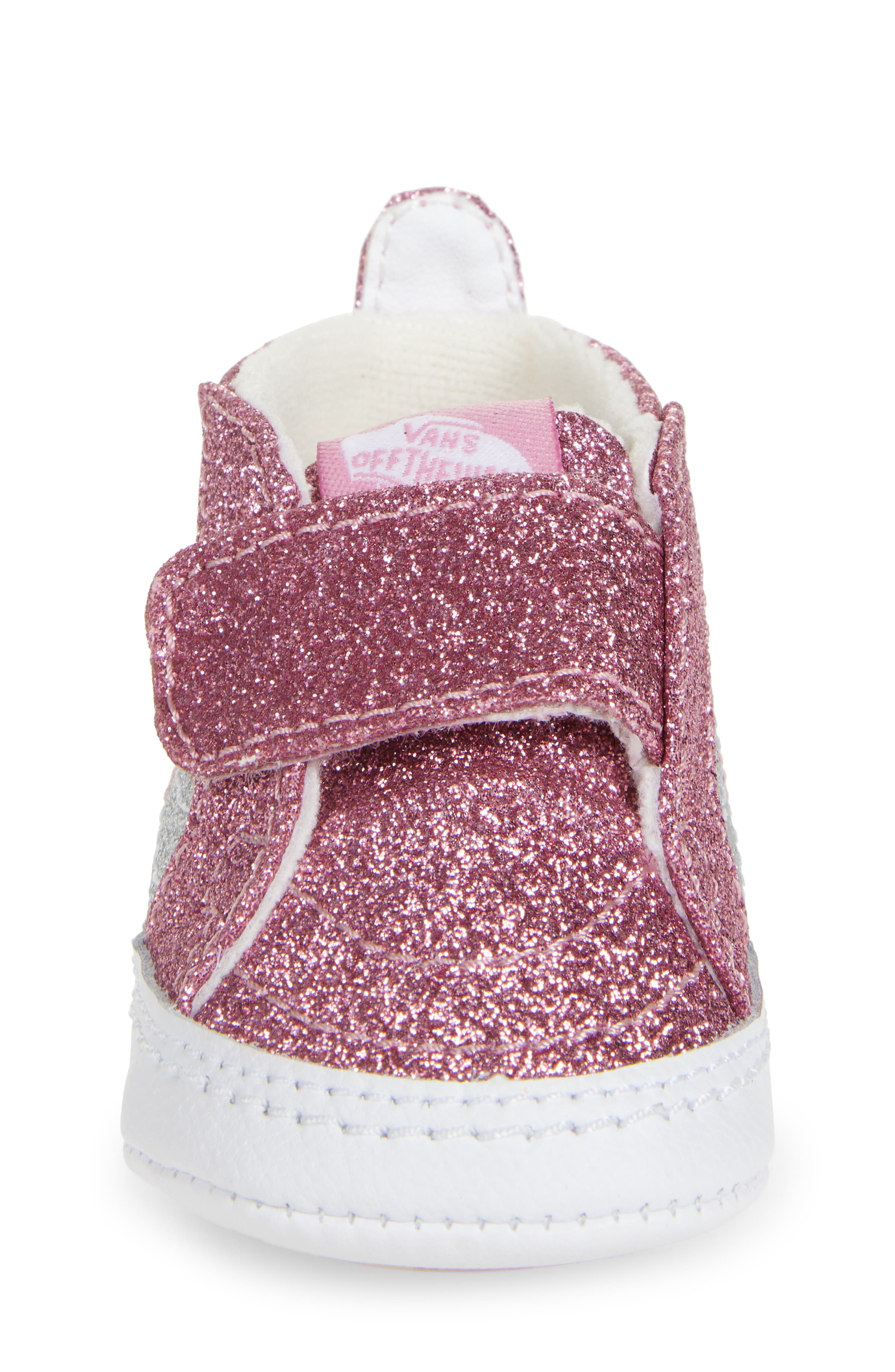Vans Sk8-Hi Glitter Crib Shoe, Alternate, color, Glitter Pink Dawn