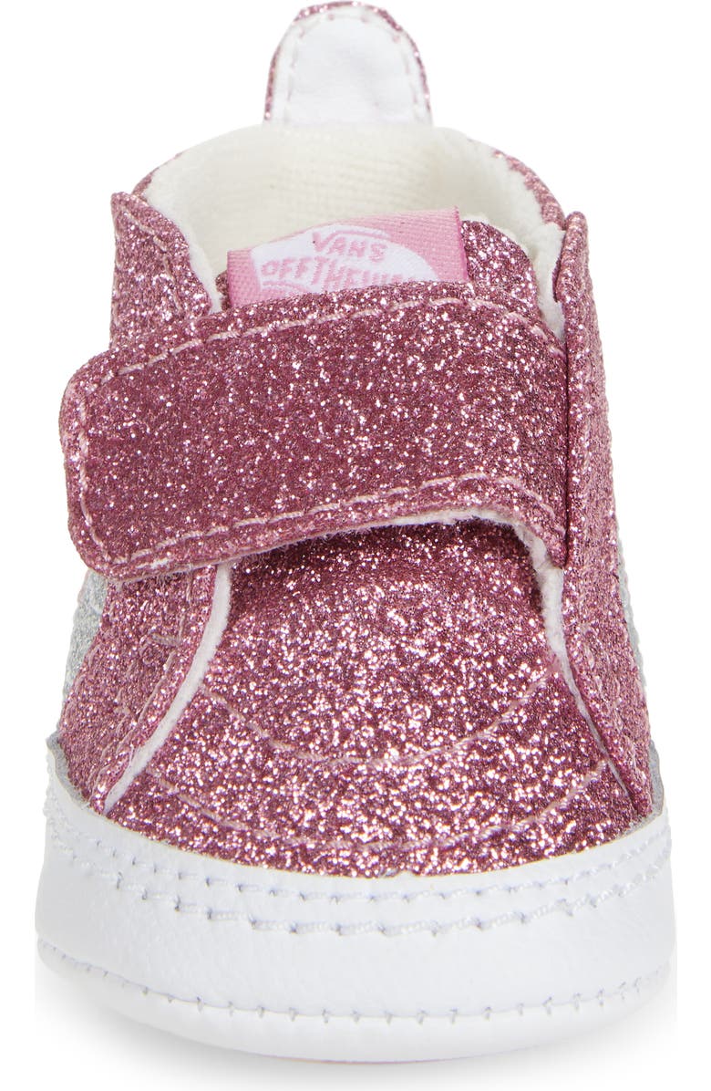 Vans Sk8-Hi Glitter Crib Shoe, Alternate, color, Glitter Pink Dawn