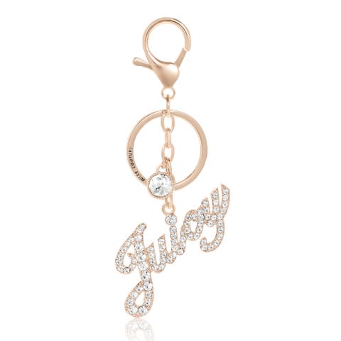 Crystal Pave "Juicy" Script Gold-Tone Keychain