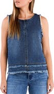 Wash Lab Denim Sleeveless Layered Fray Hem Denim Top