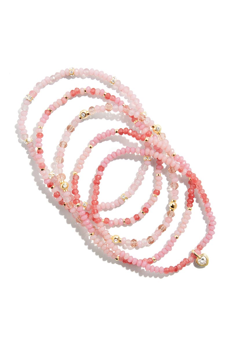 BaubleBar Neah Set of 5 Assorted Stretch Bead Bracelet, Main, color, Pink
