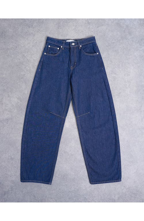 Topshop High Waist Barrel Jeans In Blue