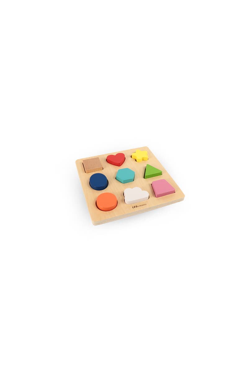 Leo & Friends Color and Shape Sorter, Colorful Wooden Shape Puzzle for Children, Main, color, Pink