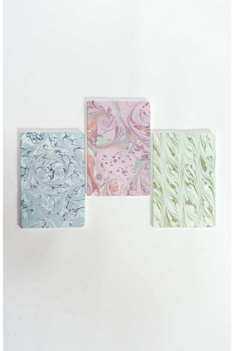 Set of Three Pocket Journals - Decorative Marble, Alternate, color, Green