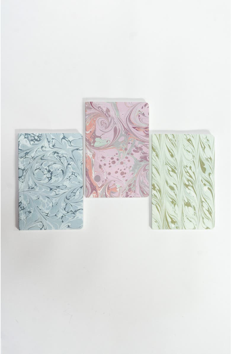Bond & Grace Set of Three Pocket Journals - Decorative Marble, Alternate, color, Green