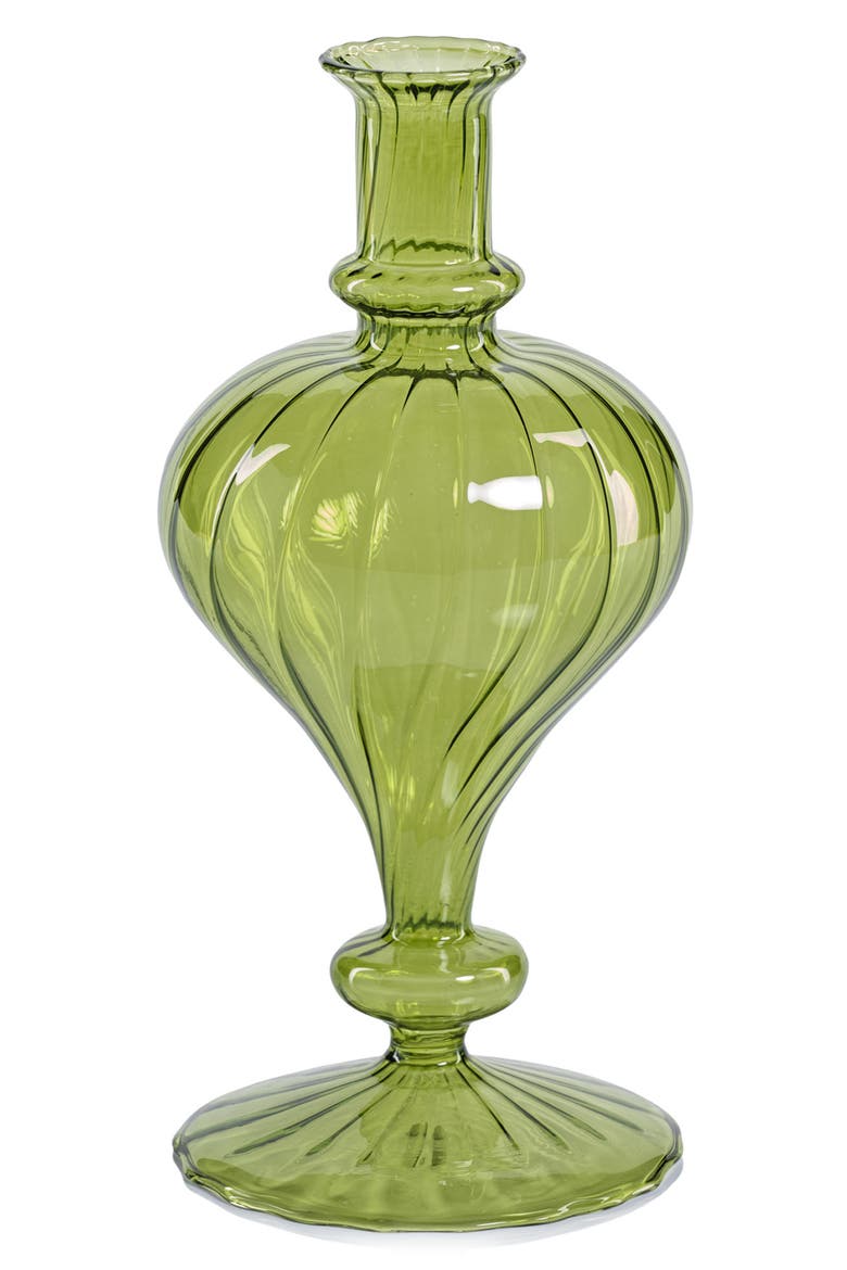 Vellum Set of 2 Spiral Glass Vases, Main, color, GREEN