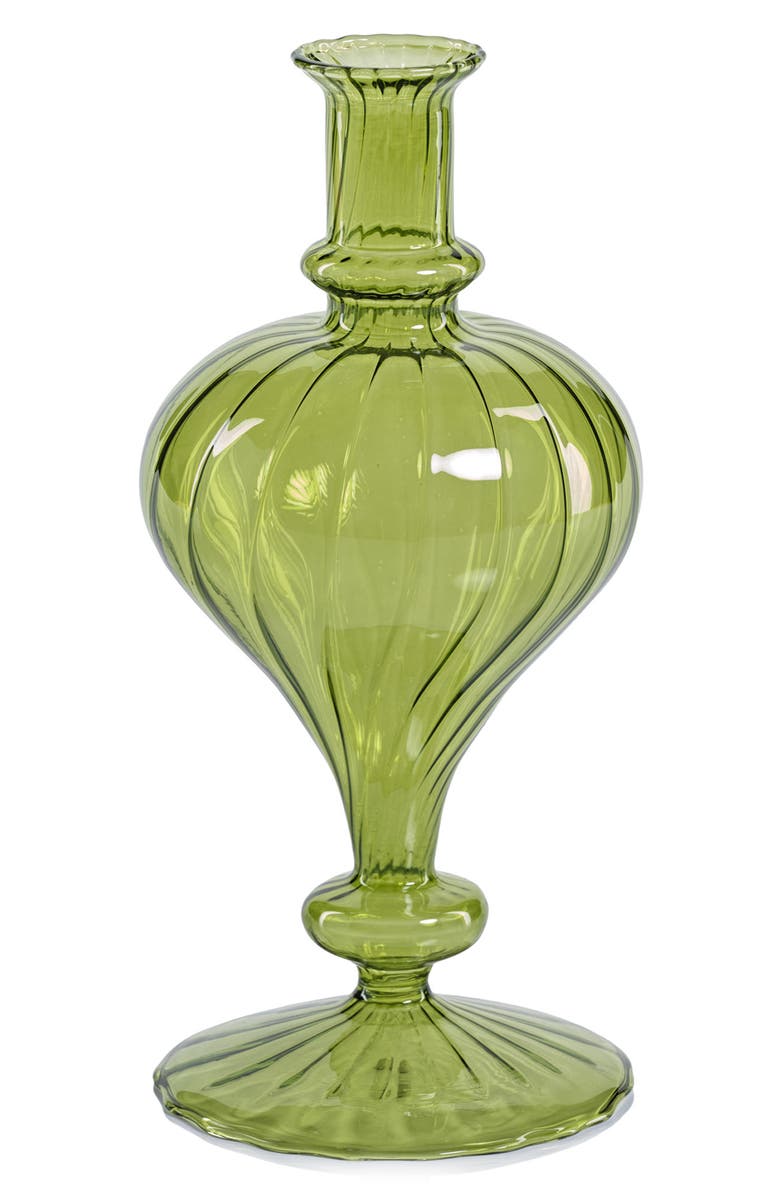 Zodax Vellum Set of 2 Spiral Glass Vases, Main, color, Green