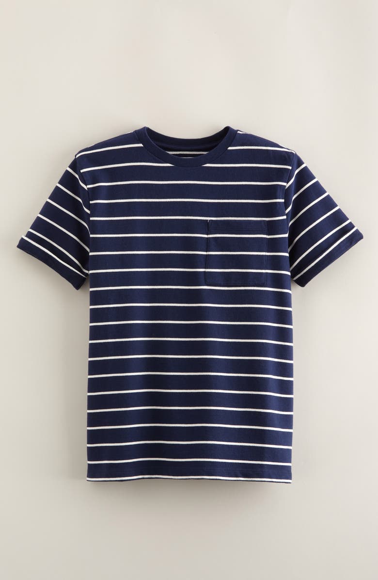 Nordstrom Kids
 Stripe Pocket T-Shirt, Main, color, Navy Peacoat- Ivory Stripe