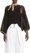 Brunello Cucinelli Sequin Open Knit Linen Blend Sweater