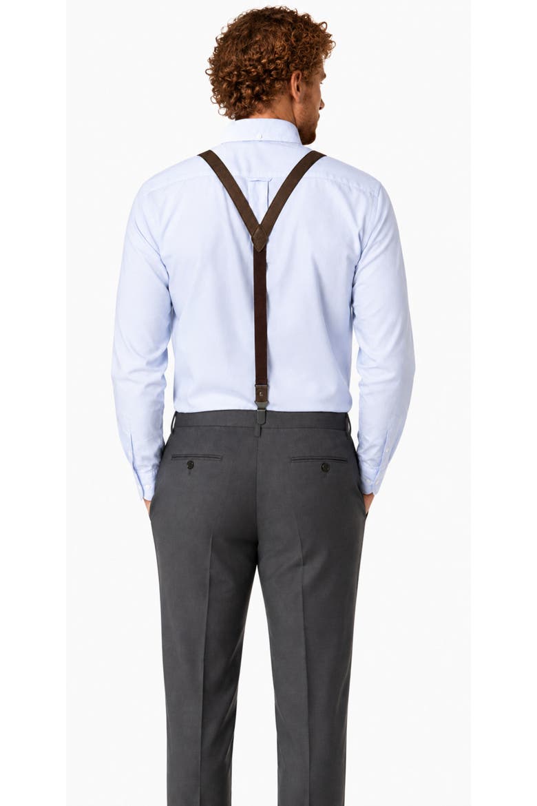 Genuine Leather Y-Back Suspenders & Bow Tie Set, Alternate, color, Suede Dark Brown