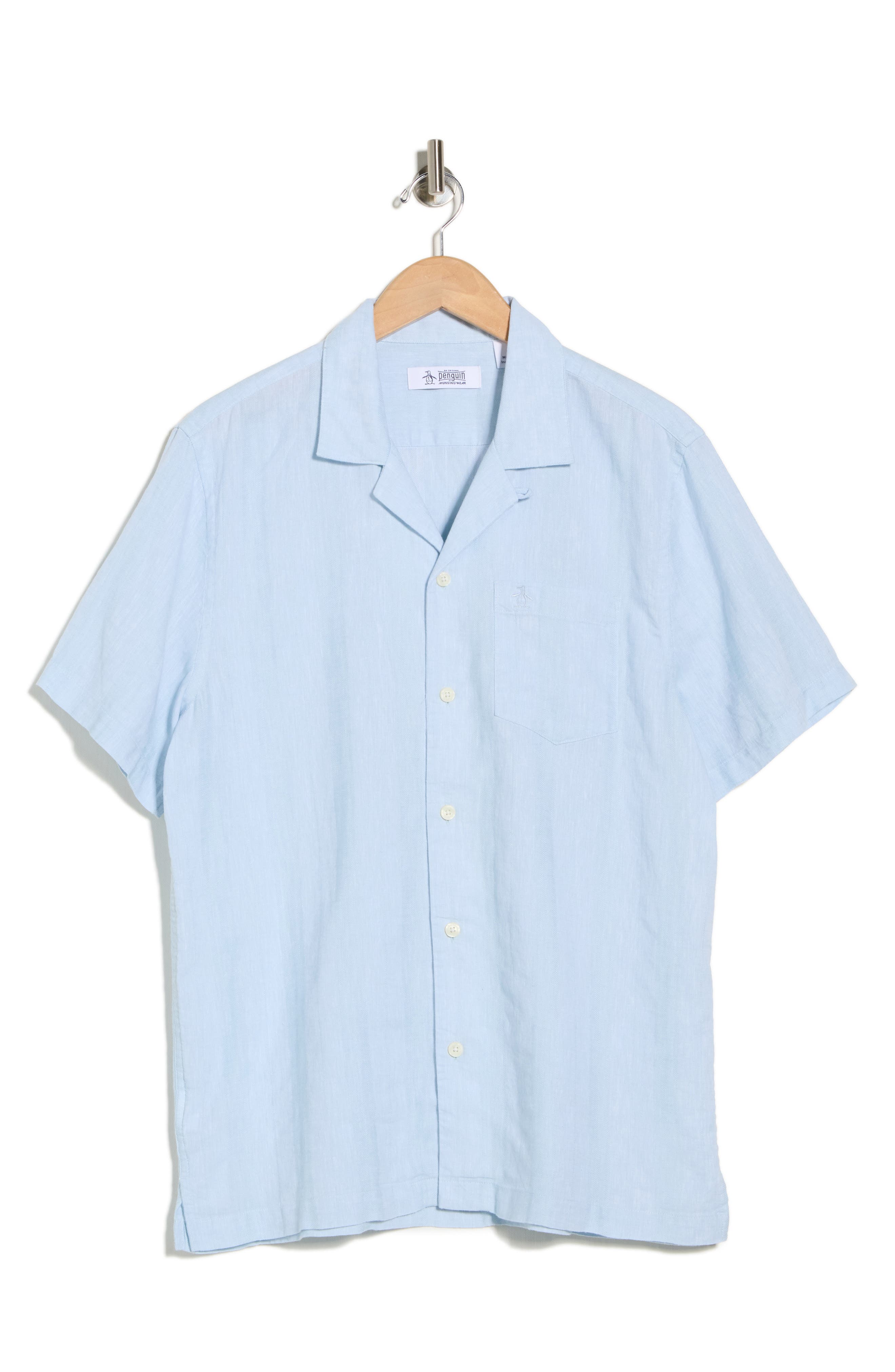 Original Penguin Short Sleeve Linen & Cotton Button-Up Shirt