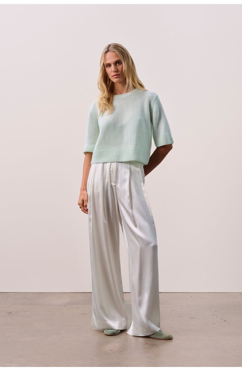 NAKED CASHMERE Off Gauge Short Sleeve Crew, Alternate, color, Jadite