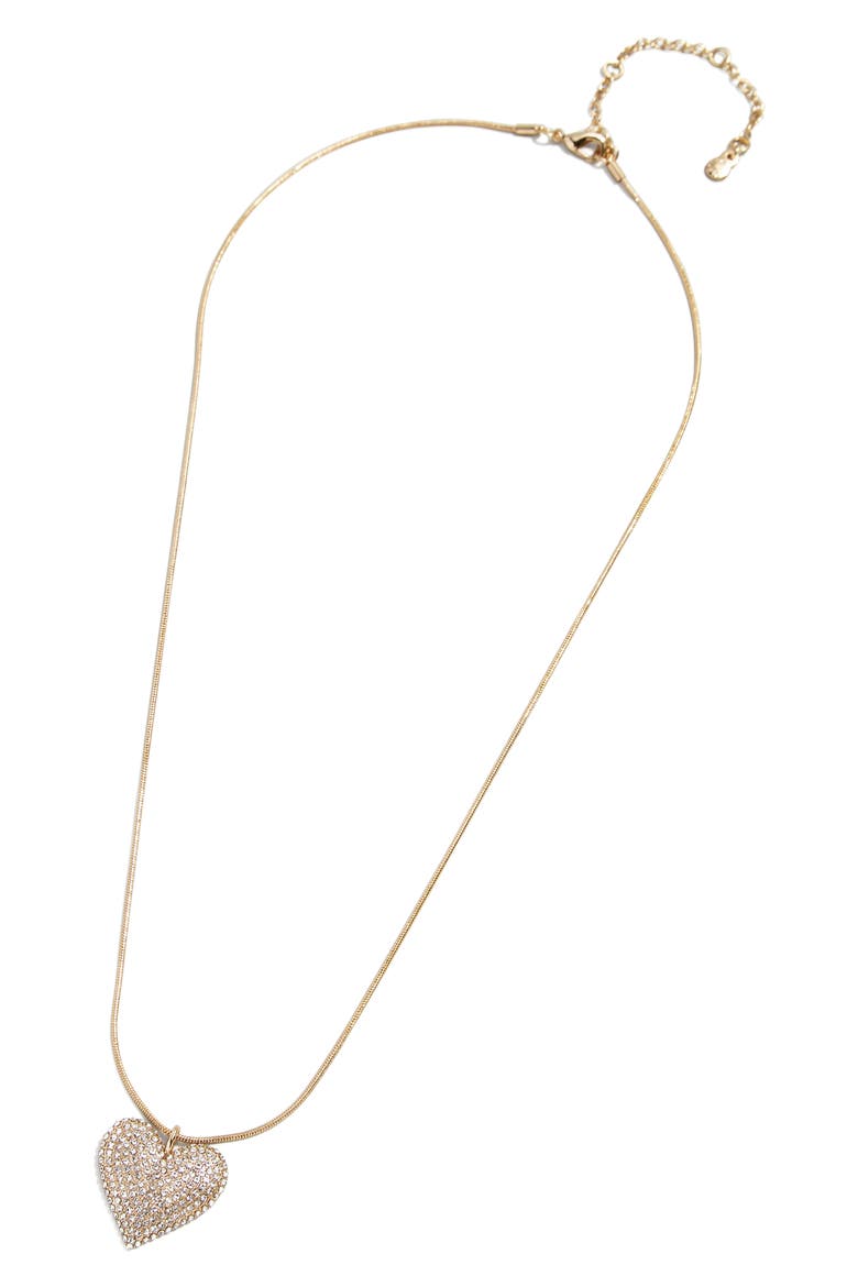 Pavé Heart Pendant Necklace, Main, color, CLEAR/YELLOW GOLD