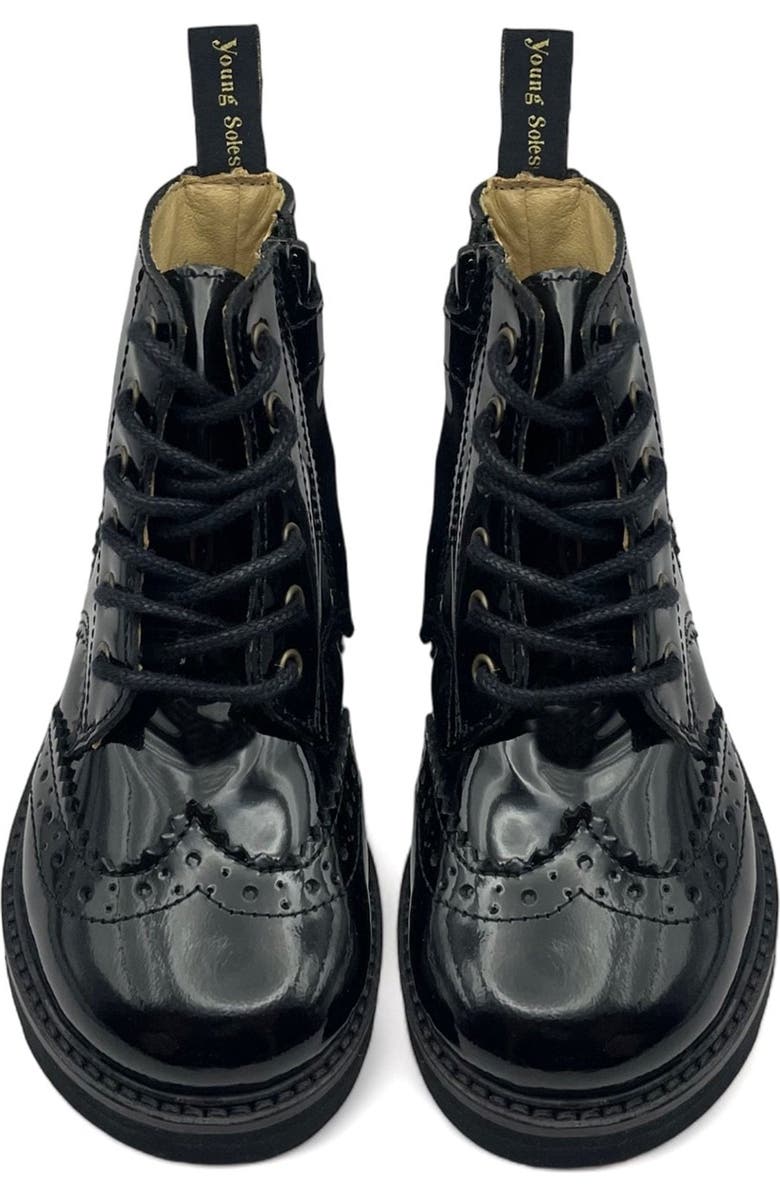 Young Soles Sidney Kids Brogue Boot, Alternate, color, Black Patent