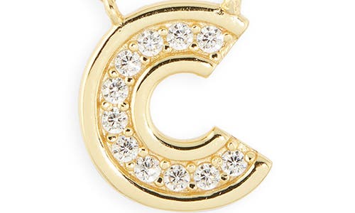 Argento Vivo Sterling Silver Cubic Zirconia Initial Pendant Necklace In Gold