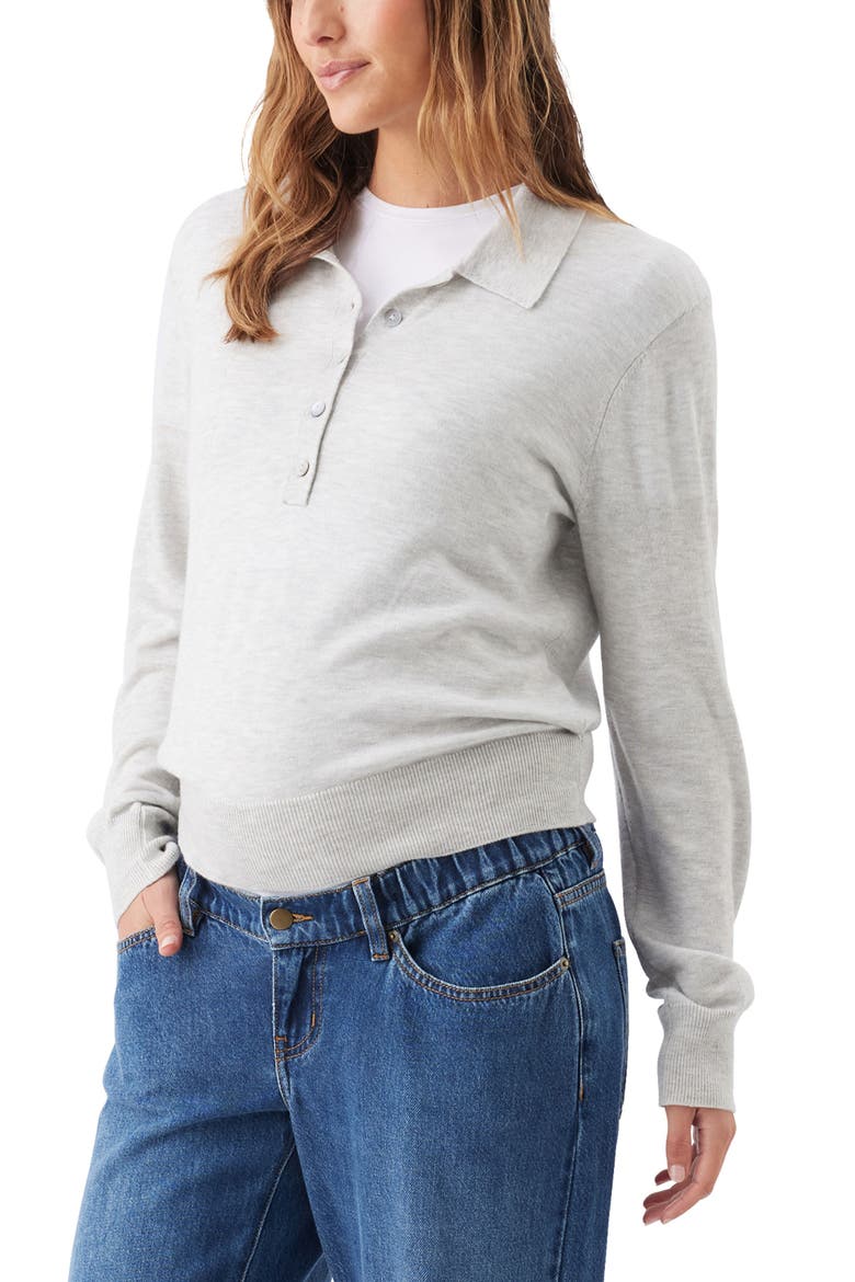 Piper Polo Maternity/Nursing Knit Sweater, Alternate, color, Silver Marle