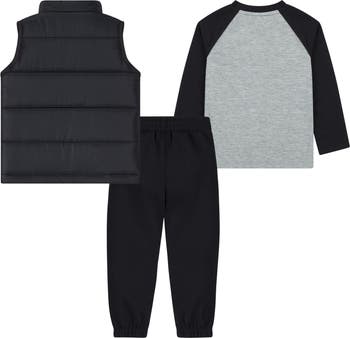 Kids' Logo Puffer Vest, Logo T-Shirt & Fleece Joggers Set