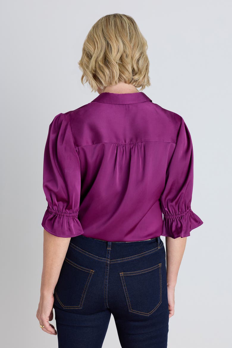 Cindy Ruffle Sleeve Blouse, Alternate, color, Mulberry
