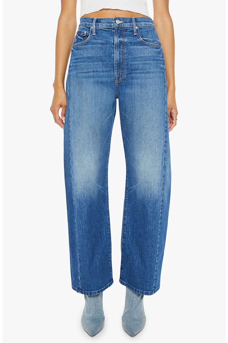 The Full Pipe Flood High Waist Barrel Leg Jeans, Main, color, IT'S A SMALL WORLD