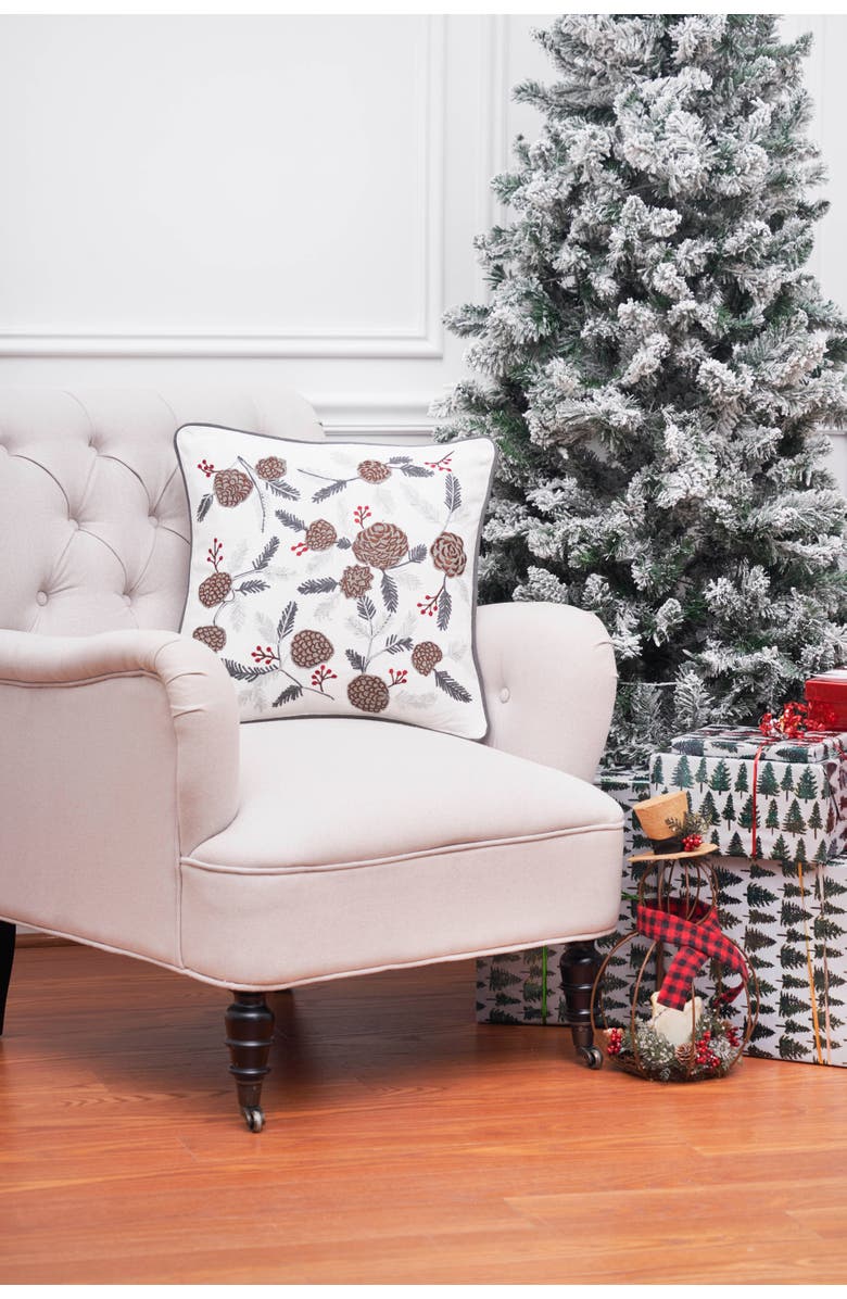 C&F Home Pinecone & Berries Christmas Throw Pillow, 18" x 18", Alternate, color, Brown