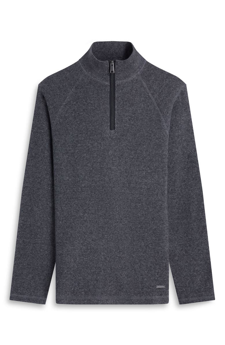 Bugatchi Brushed Cotton Blend Quarter Zip Pullover, Alternate, color, Black