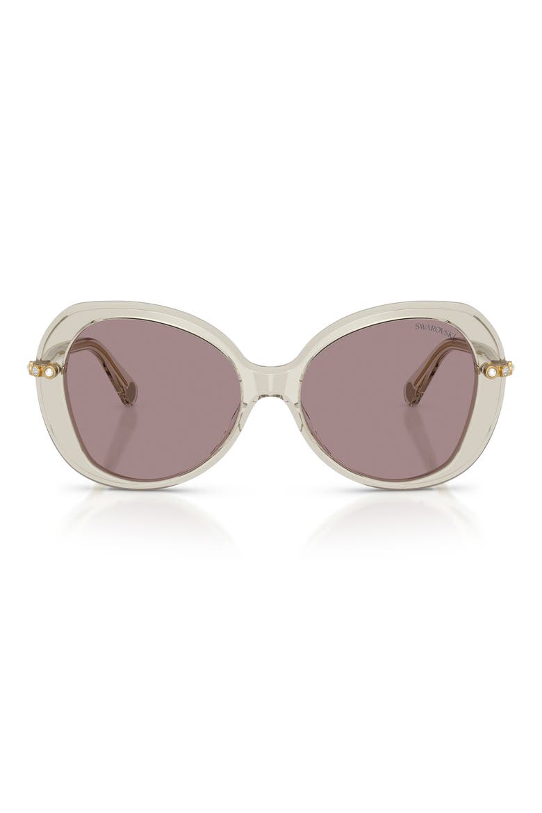 55mm Butterfly Sunglasses, Main, color, TRANSPARENT BEIGE / VIOLET