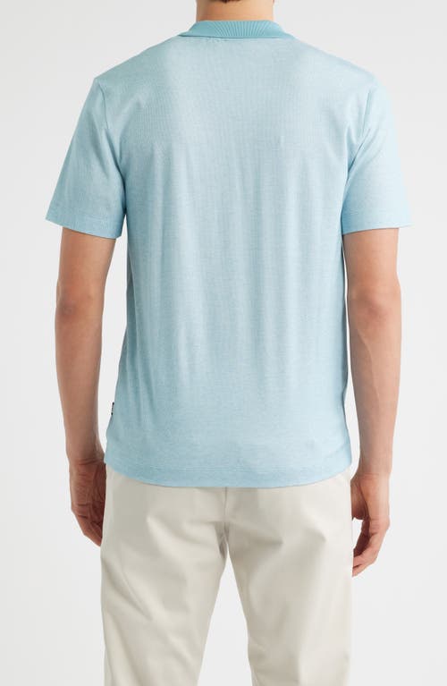 Hugo Boss Boss Pye Textured Johnny Collar Polo In Blue