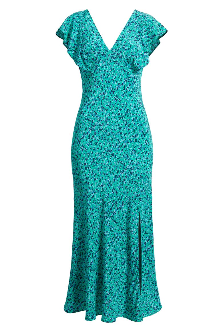 Dina Flutter Sleeve Midi Dress, Alternate, color, GREEN SPECKLED