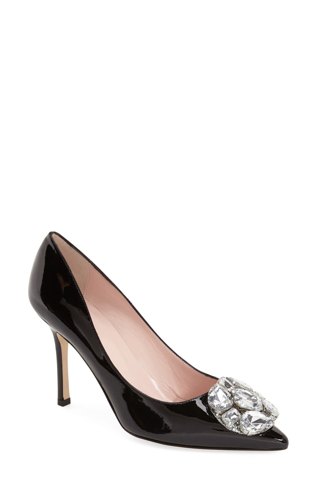 'philie' pointy toe pump, Main, color, BLACK